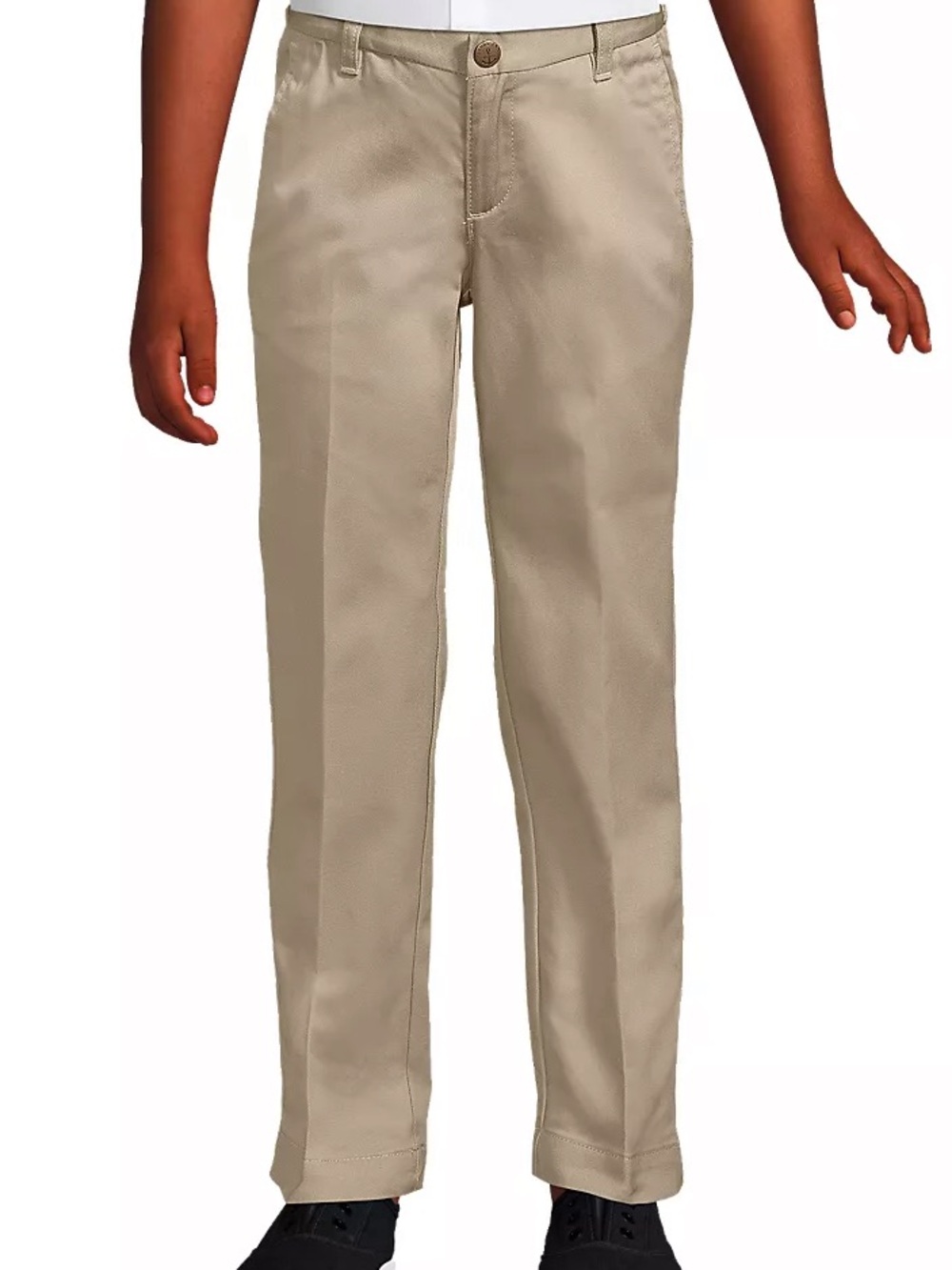Girls Slim  Plain Front Chino Pants- Lands End